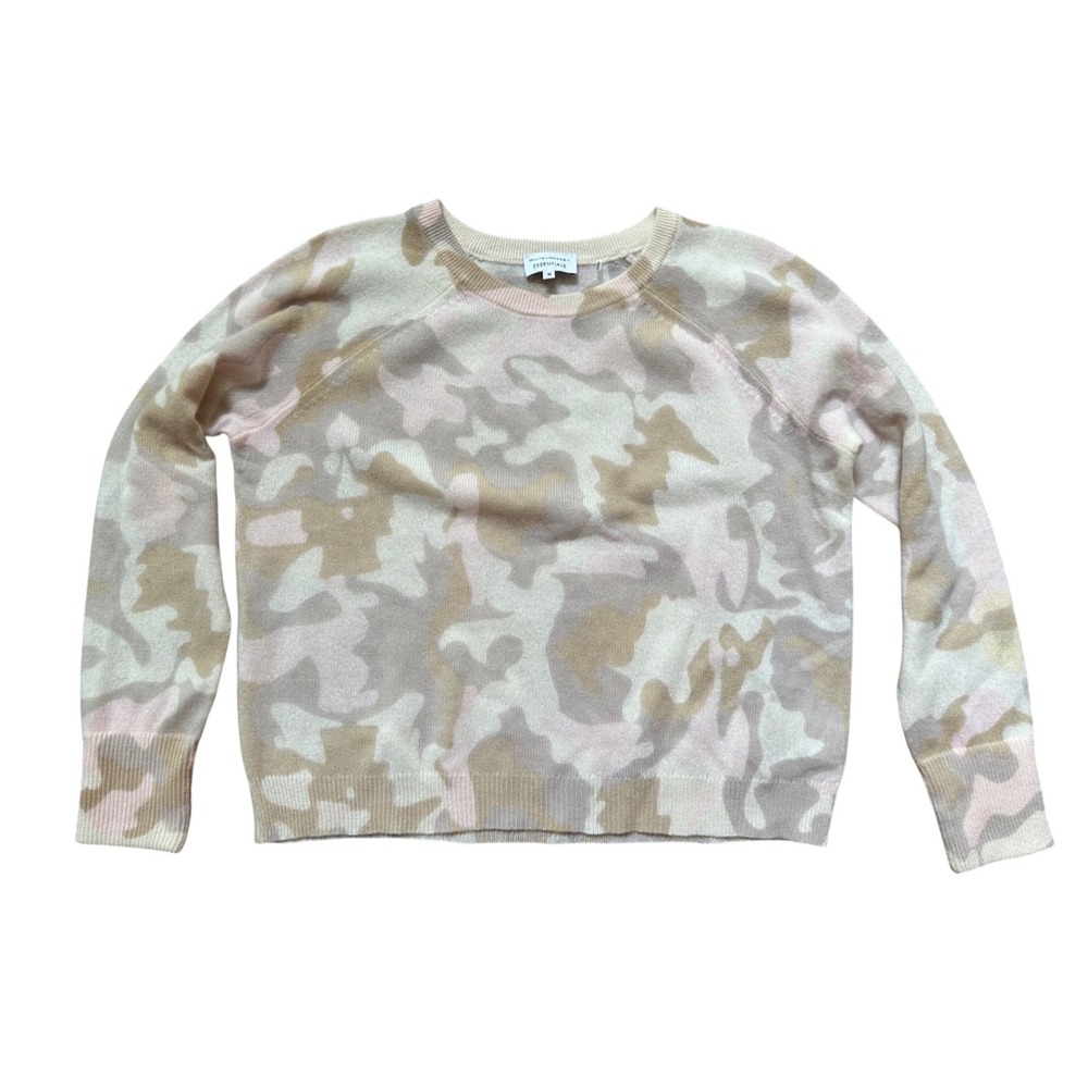 White + Warren Essentials Neutral Camouflage Cashmere Lightweight Sweater Sz Med